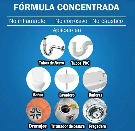 POLVO LIMPIADOR DE DRENAJE - DESTAPADOR POTENTE DE TUBERÍAS